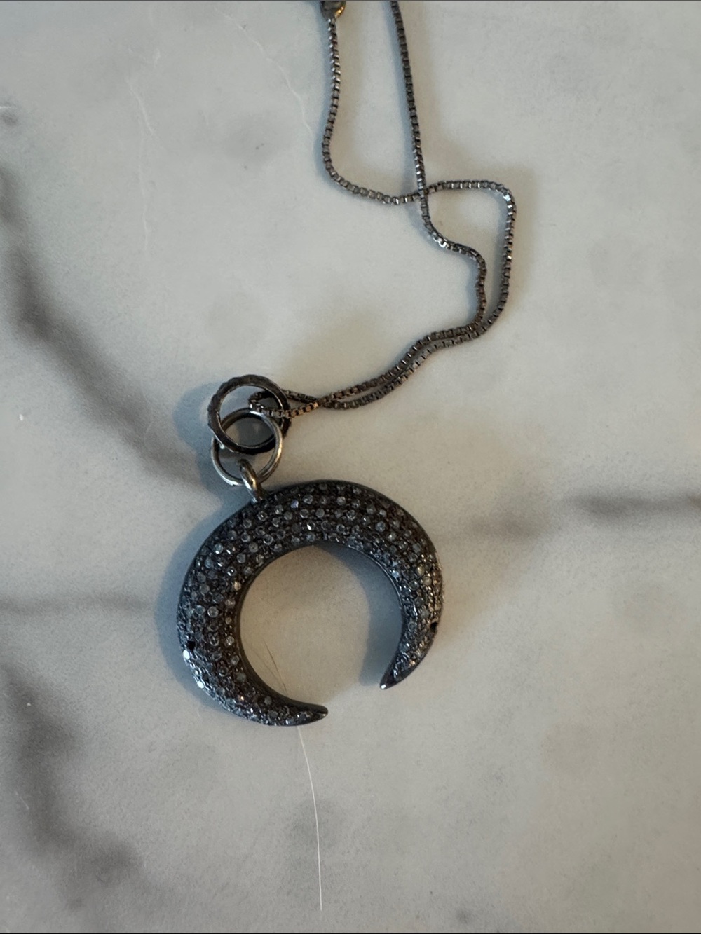 Pave Crescent Moon Pendant Necklace - pendant only
